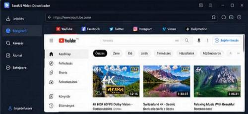 EaseUS Video Downloader - YouTube böngésző