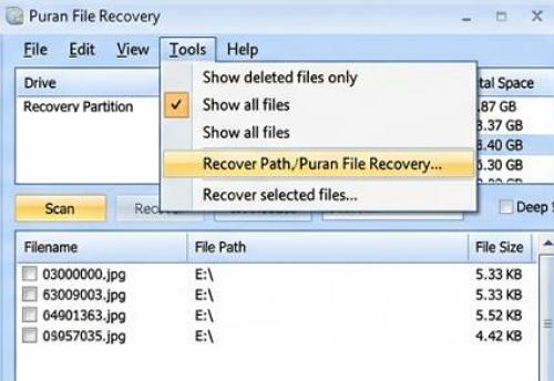 Puran File Recovery - helyreállítás