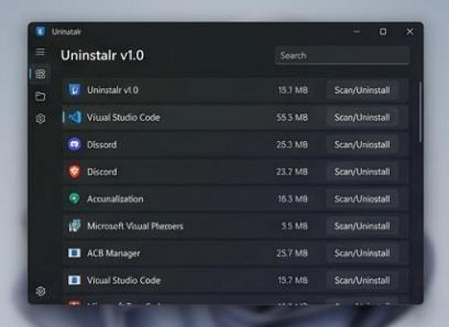 Uninstalr - kezelőfelület