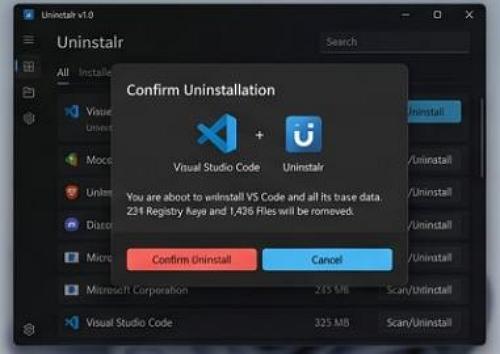 Uninstalr - a szoftver eltávolításának jóváhagyása